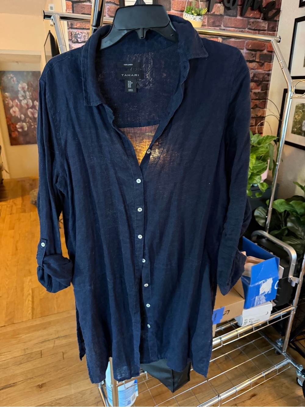 Tahari button down cover up long shirt. Long sleeve